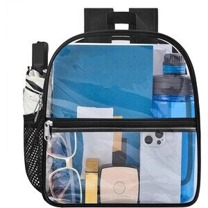 Transparent Stadium-Approved Small clear PVC Backpack 12x6x11 Inch Bag Concert